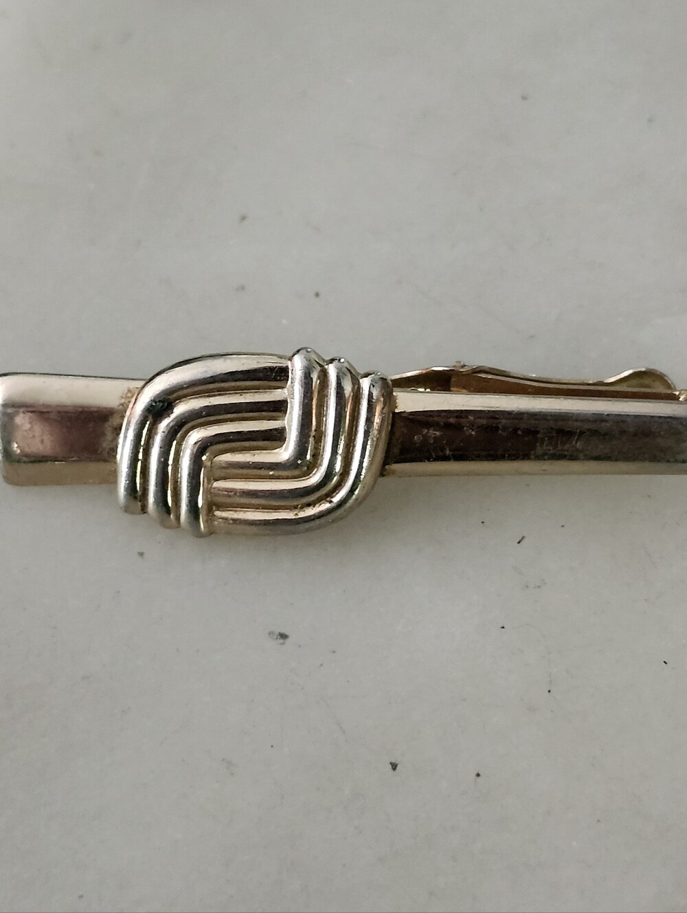 Vtg Foster Mid Century Modern Gold Tone Knot Tie Clip